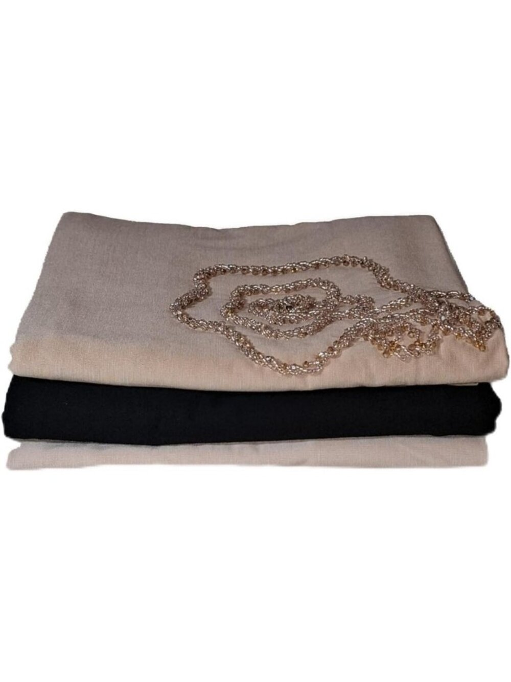 Elegant Gold Beaded Hijab Scarf for Women | Soft, Breathable Fabric Accessory